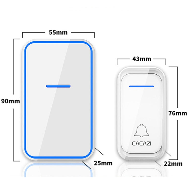 CACAZI A68-2 One to Two Wireless Remote Control Electronic Doorbell Home Smart Digital Wireless Doorbell, US Plug, EU Plug, UK Plug