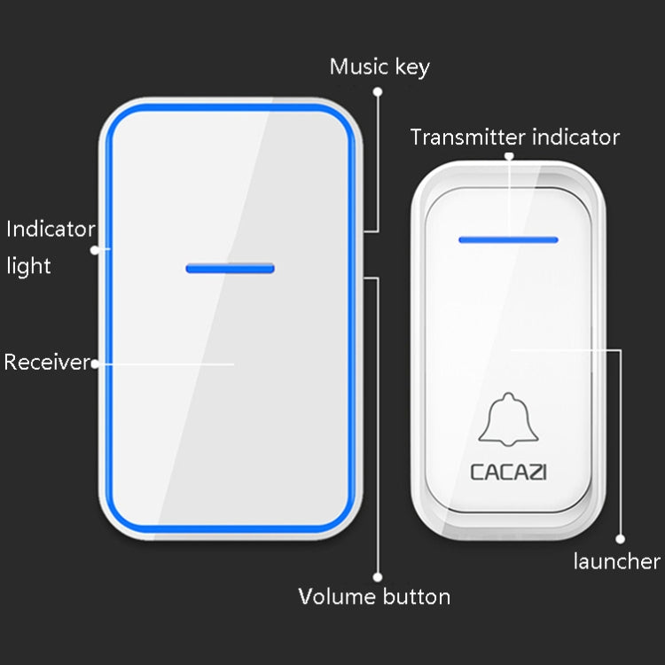 CACAZI A68-2 One to Two Wireless Remote Control Electronic Doorbell Home Smart Digital Wireless Doorbell, US Plug, EU Plug, UK Plug