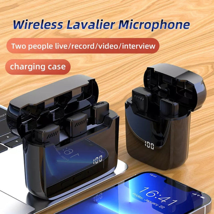 Wireless Lavalier Noise Canceling Microphone with Charging Case, S13 Dual Microphone Black USB-C/Type-C Interface, S13 Dual Microphone Black 8 Pin Interface, S13 One To Two Yellow Case USB-C/Type-C Interface