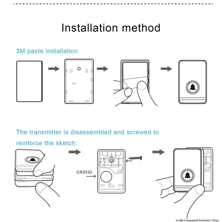 Villa Home Remote Doorbell 48 Classic Music Smart Wireless Doorbell, US Plug