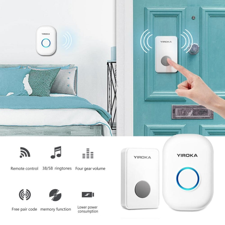 Yiroka Wireless Doorbell Smart Doorbell Digital Doorbell for the Elderly, EU Plug, US Plug