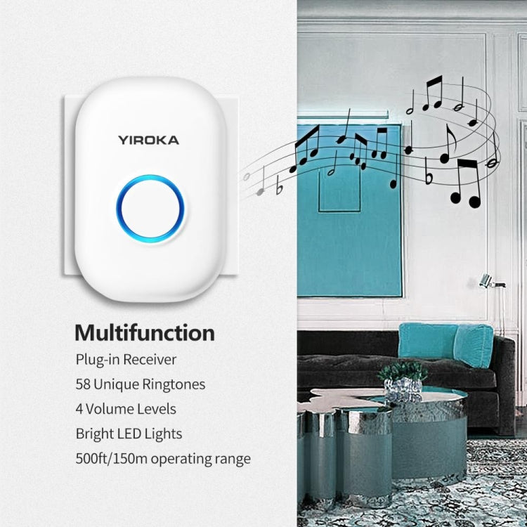 Yiroka Wireless Doorbell Smart Doorbell Digital Doorbell for the Elderly, EU Plug, US Plug