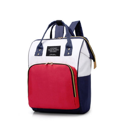 Mummy Bag Large Capacity Multifunctional Backpack Waterproof Baby Bottle Diaper Bag, Red, Green, Black, Pink Red, Red Beige Blue, Red White Blue, Light Pink, Pink, Dark Blue, Light Blue