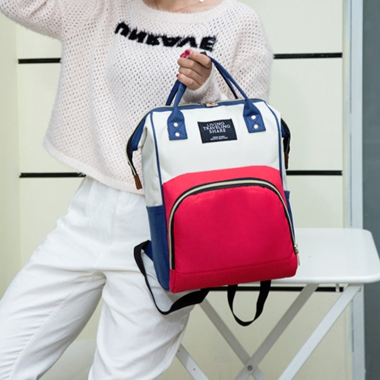 Mummy Bag Large Capacity Multifunctional Backpack Waterproof Baby Bottle Diaper Bag, Red, Green, Black, Pink Red, Red Beige Blue, Red White Blue, Light Pink, Pink, Dark Blue, Light Blue