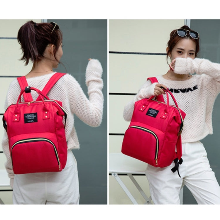 Mummy Bag Large Capacity Multifunctional Backpack Waterproof Baby Bottle Diaper Bag, Red, Green, Black, Pink Red, Red Beige Blue, Red White Blue, Light Pink, Pink, Dark Blue, Light Blue