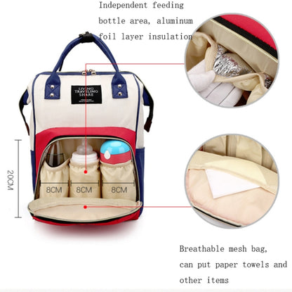 Mummy Bag Large Capacity Multifunctional Backpack Waterproof Baby Bottle Diaper Bag, Red, Green, Black, Pink Red, Red Beige Blue, Red White Blue, Light Pink, Pink, Dark Blue, Light Blue