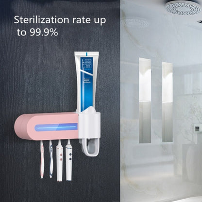 Smart Toothbrush Sterilizer UV Sterilization Electric Wall-mounted Toothbrushing Cup Rack, White, Pink