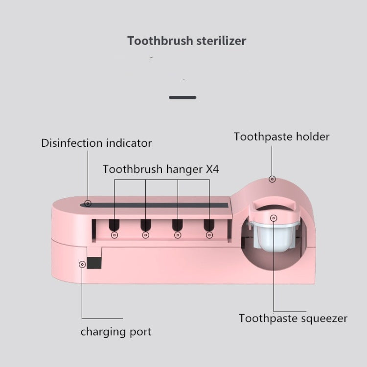 Smart Toothbrush Sterilizer UV Sterilization Electric Wall-mounted Toothbrushing Cup Rack, White, Pink