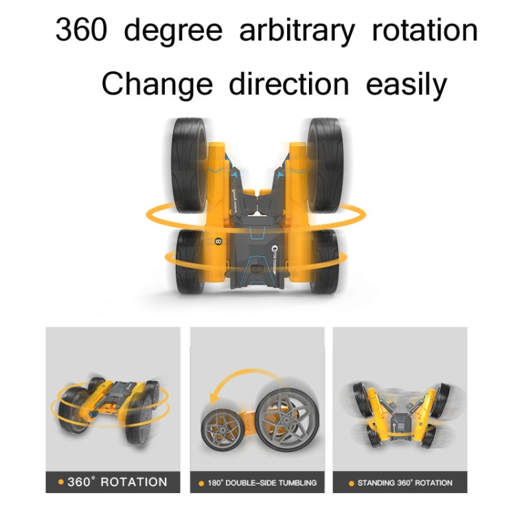 Stunt High-Speed Deformation Electric Remote Control Car Children Double-Sided Rolling Toy Off-Road Vehicle, Yellow