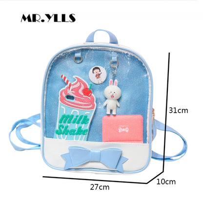 Transparent Children Backpack Cute Bow Bags Mini Schoolbag