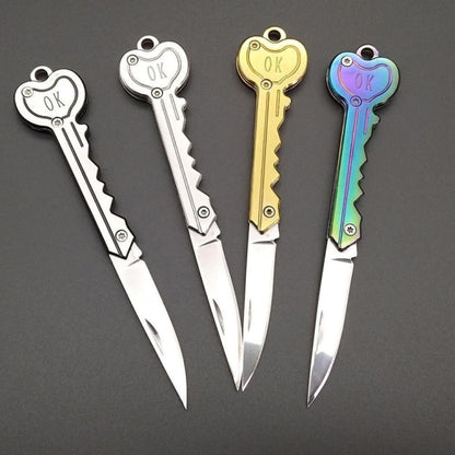 Mini Key Knife Tactical Camp Outdoor Keyring Ring Keychain Fold Self Defense Security Multi Tool