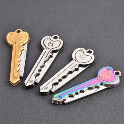 Mini Key Knife Tactical Camp Outdoor Keyring Ring Keychain Fold Self Defense Security Multi Tool