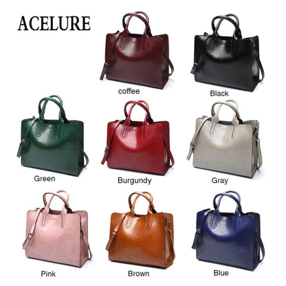 Leather Handbags Big Women Bag Casual Female Bags Trunk Tote Shoulder Bag Ladies Large Bolsos, Green, Blue, Coffee, Burgundy, Pink, Gray, Brown, Black