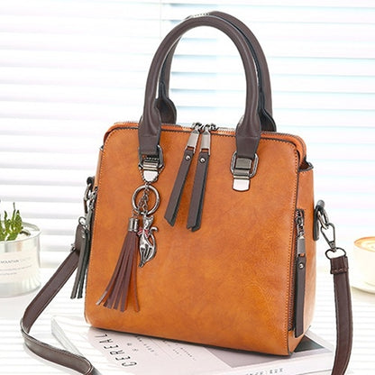 Vintage PU Leather Ladies HandBags Women Messenger Bags Totes Tassel Designer Crossbody Shoulder Bag Boston Hand Bags