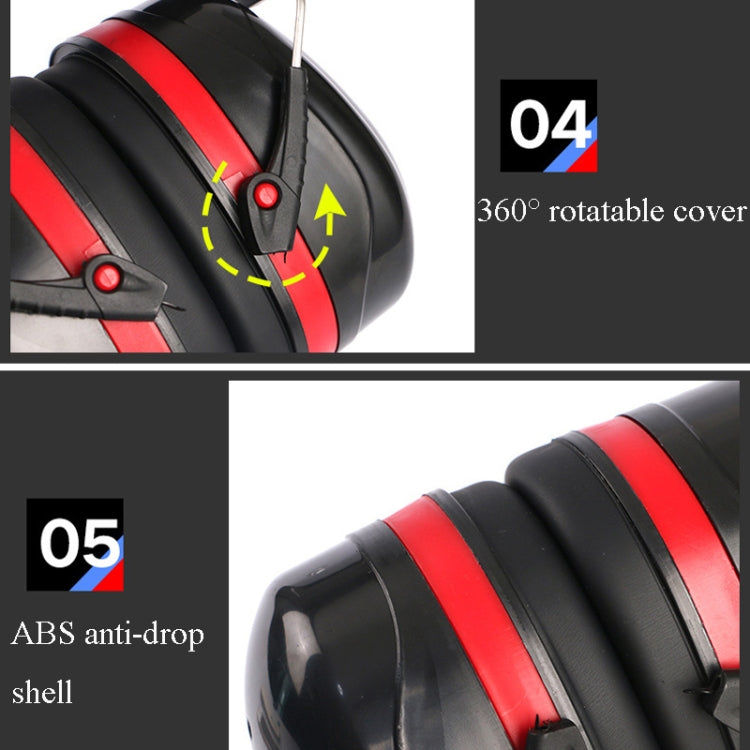 Soundproof Earmuffs Noise-Proof Sleep Earmuffs Industrial Protective Earmuffs Ear Caps, Red Black, Blue Black, Black