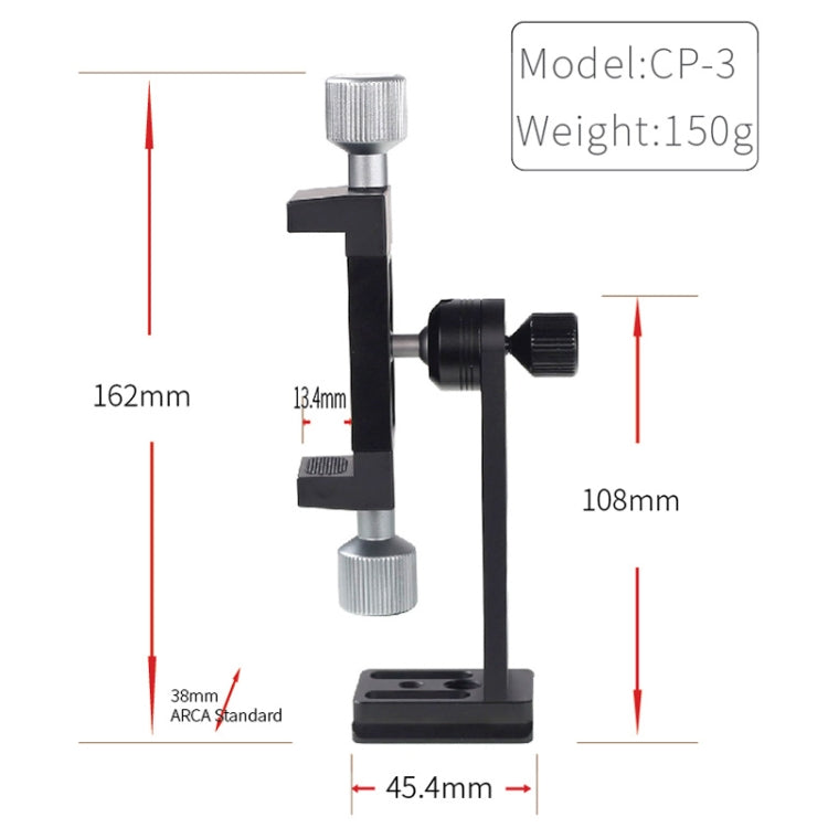 CP-3 Rotating All Metal Tripod Fixing Clip Mobile Phone Live Brackt for 4.5-7.3 inch Phones