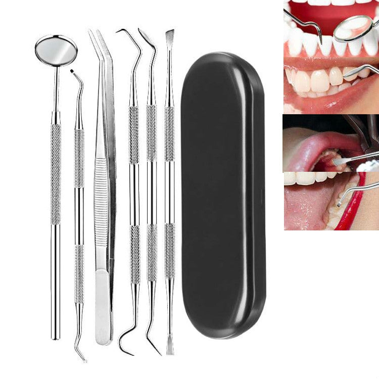 Stainless Steel Dental Tools Dental Care Tartar Tool Dentist Tool Set, 3 in 1 Silver Box, 5 in 1 Silver Box, 6 in 1 Silver Box, 6 in 1 Pink Box, 6 in 1 Black Box, 5 in 1 Steel Side Leather Case