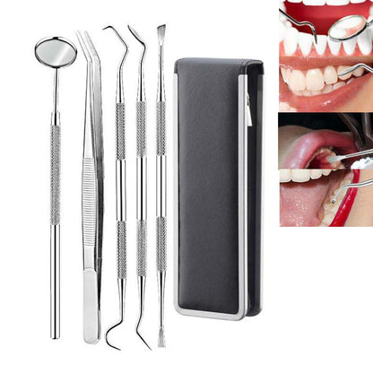 Stainless Steel Dental Tools Dental Care Tartar Tool Dentist Tool Set, 3 in 1 Silver Box, 5 in 1 Silver Box, 6 in 1 Silver Box, 6 in 1 Pink Box, 6 in 1 Black Box, 5 in 1 Steel Side Leather Case