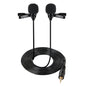 Wired Lavalier Microphone Condenser Double Head Microphone Two People Live Mobile Phone K Song Microphone, 515PU Bag