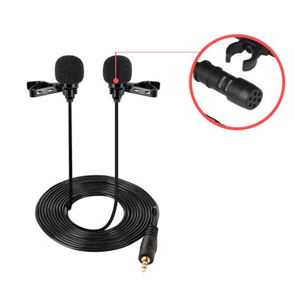 Wired Lavalier Microphone Condenser Double Head Microphone Two People Live Mobile Phone K Song Microphone, 515PU Bag