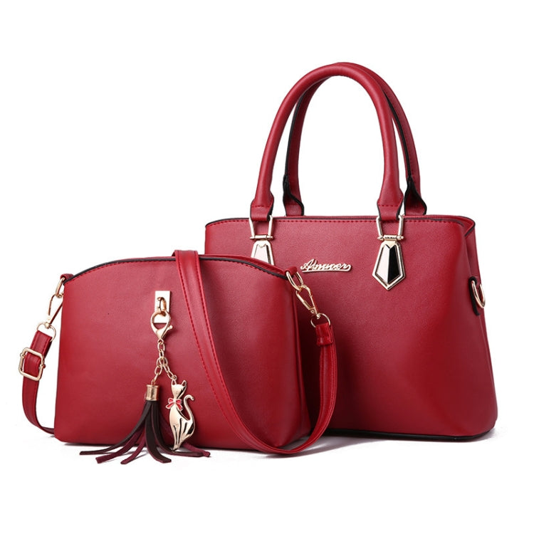 2 in 1 Women Casual Fashion Messenger Handbags Large Capacity Bag, Red Wine, Navy Blue, Black, Pink, Khaki