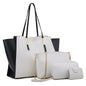 4 in 1 Fashionable Simple Suit Bag Messenger Large Capacity Handbag, White, Blue, Black, Brown