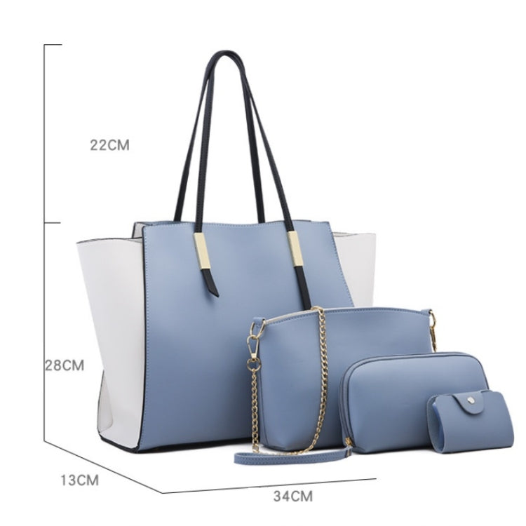 4 in 1 Fashionable Simple Suit Bag Messenger Large Capacity Handbag, White, Blue, Black, Brown