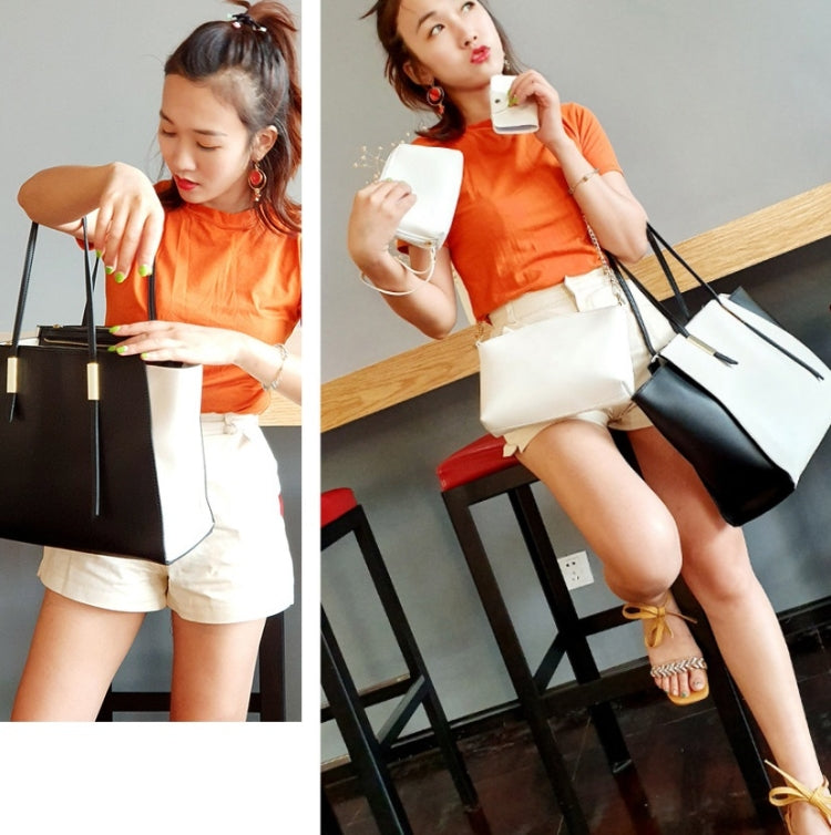 4 in 1 Fashionable Simple Suit Bag Messenger Large Capacity Handbag, White, Blue, Black, Brown