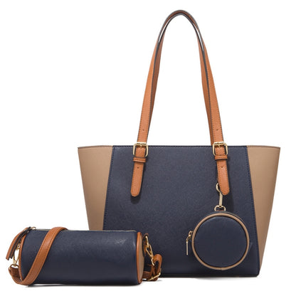 3 in 1 Fashion Simple Lady Diagonal Large Capacity Handbag, White, Navy Blue, Black, Coffee, Brown