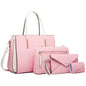 4 In 1 Fashion Color-Block Messenger Handbag Large-Capacity Bag, White, Black, Pink, Khaki, Brown