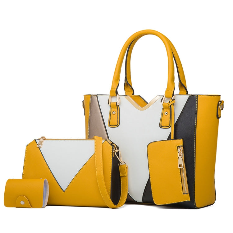 4 in 1 Fashion All-Match Diagonal Ladies Handbags Large Capacity Bag, White, Yellow, Navy Blue, Black, Brown