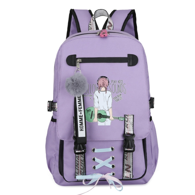Sports and Leisure USB Charging Anti-Theft Backpack, Girl Pink, Girl Black, Girl Green, Girl Purple, Yellow, Black, Pink, green, Purple