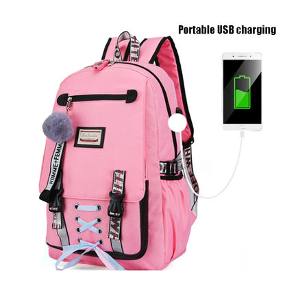 Sports and Leisure USB Charging Anti-Theft Backpack, Girl Pink, Girl Black, Girl Green, Girl Purple, Yellow, Black, Pink, green, Purple