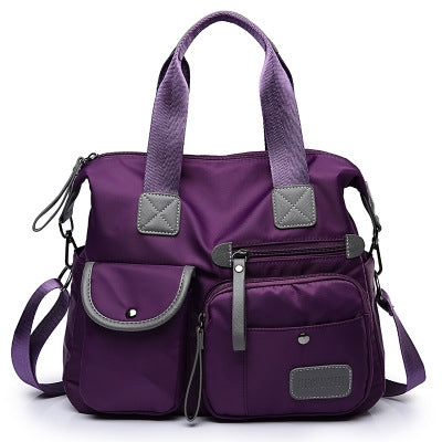 Waterproof Oxford Cloth Handbag Casual Nylon Shoulder Diagonal Bag Female Bag Canvas Bag, Purple, Black, Red, Blue