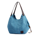 Canvas Bag Simple Wild Lady Retro Art Casual Bag Single Shoulder Bag, Lake Blue, Beige, Purple Coffee, Gray, Coffee, Black