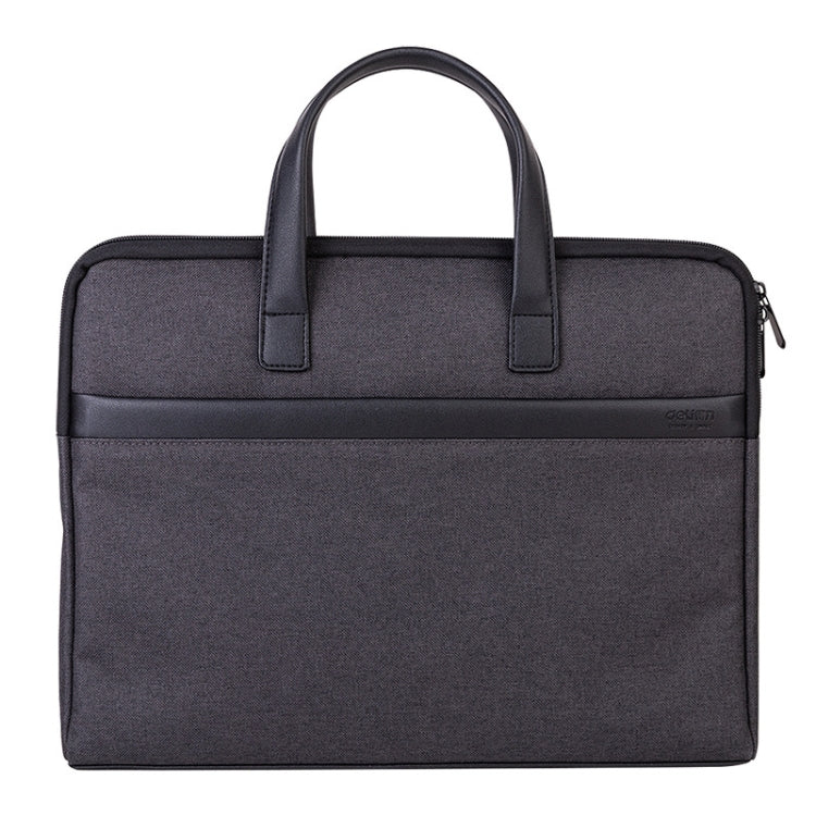 Deli 63751 Front And Rear Double Pockets Multi-Layer Briefcases Handheld Meeting Bag, Black, Dark Gray