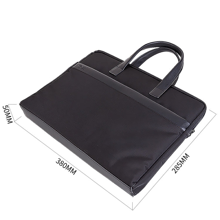 Deli 63751 Front And Rear Double Pockets Multi-Layer Briefcases Handheld Meeting Bag, Black, Dark Gray