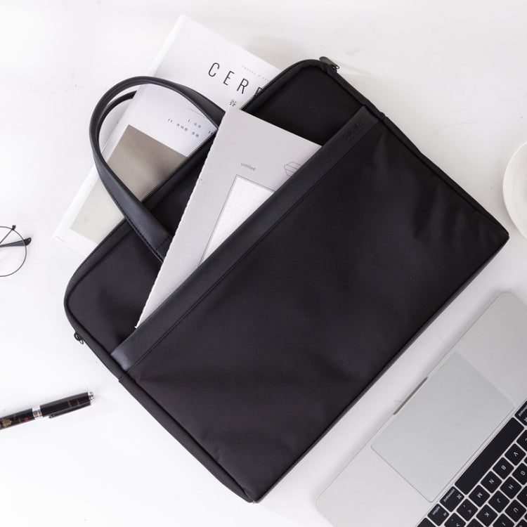 Deli 63751 Front And Rear Double Pockets Multi-Layer Briefcases Handheld Meeting Bag, Black, Dark Gray