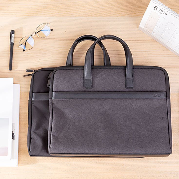Deli 63751 Front And Rear Double Pockets Multi-Layer Briefcases Handheld Meeting Bag, Black, Dark Gray