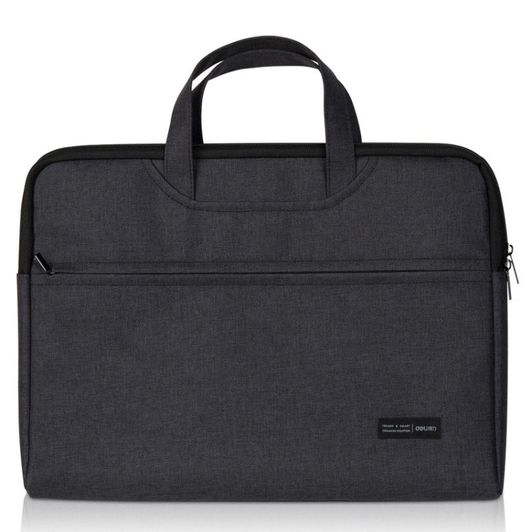 Deli 5590 Portable Briefcase Meeting Record Storage Bag Computer Bag, Black, Gray