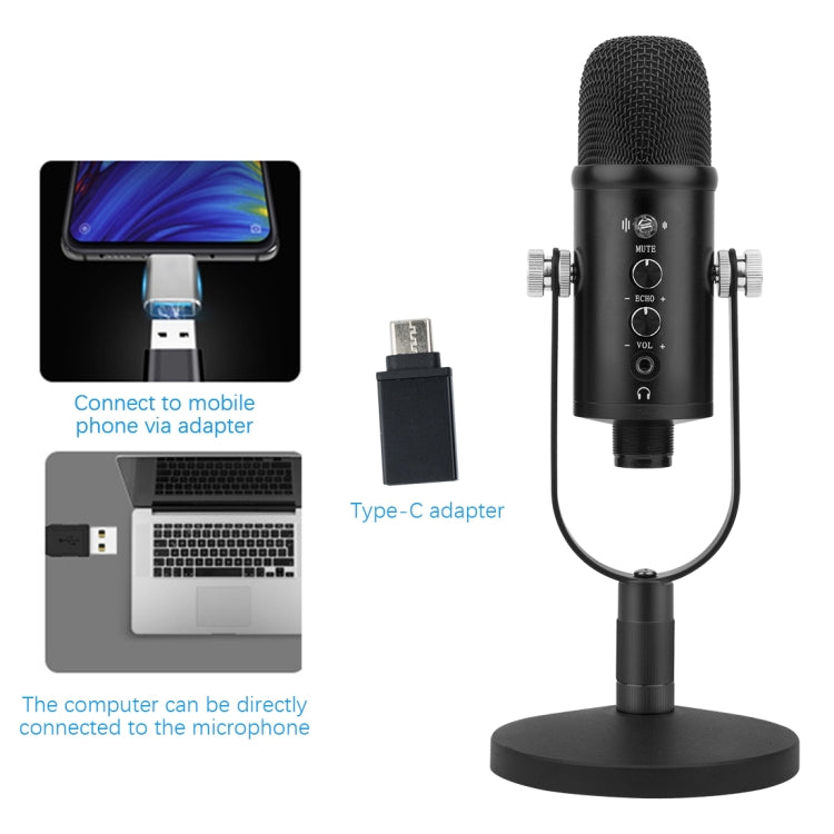 BM-86 USB Condenser Microphone Voice Recording Computer Microphone Live Broadcast Equipment Set, Standard, Cantilever Bracket Set, Standard+Small Blowout Prevention Net