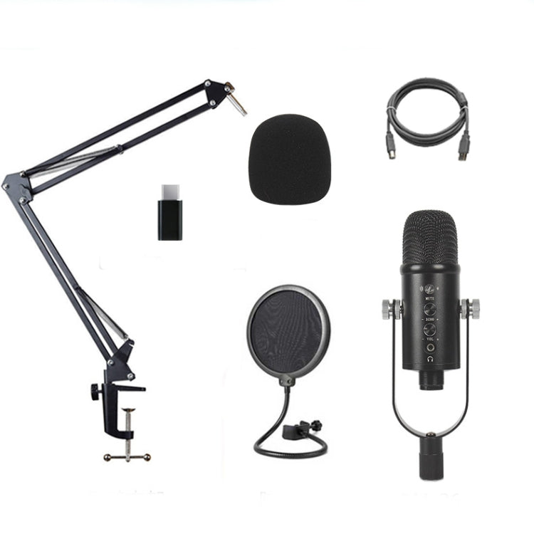 BM-86 USB Condenser Microphone Voice Recording Computer Microphone Live Broadcast Equipment Set, Standard, Cantilever Bracket Set, Standard+Small Blowout Prevention Net