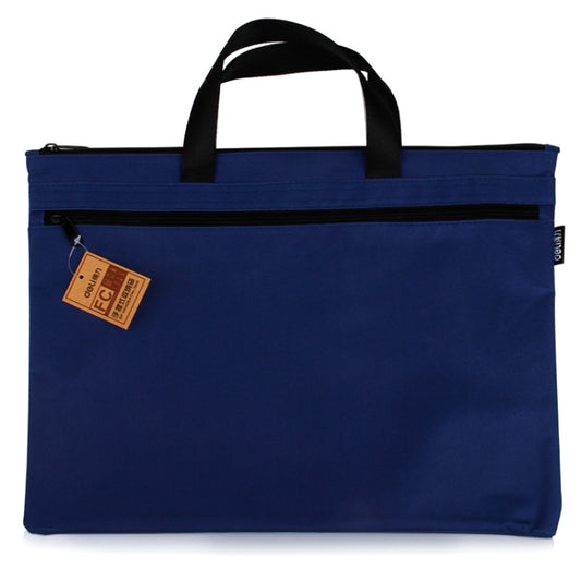 Deli 5840 Portable Canvas Zipper File Bag Double Simple Storage Bag, Dark Blue, Orange, Black