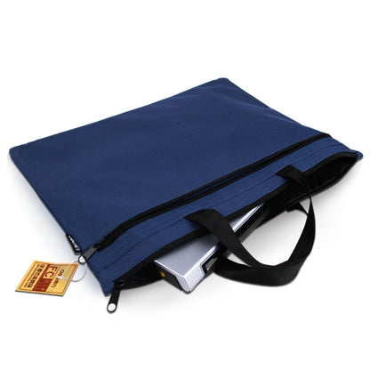 Deli 5840 Portable Canvas Zipper File Bag Double Simple Storage Bag, Dark Blue, Orange, Black