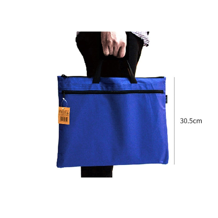 Deli 5840 Portable Canvas Zipper File Bag Double Simple Storage Bag, Dark Blue, Orange, Black