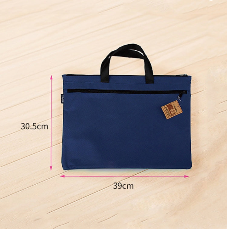 Deli 5840 Portable Canvas Zipper File Bag Double Simple Storage Bag, Dark Blue, Orange, Black