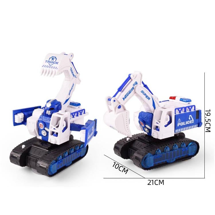 Children Light And Music Simulation Electric Excavator Car Toy, Style:, Police Car, Engineering Vehicle, Engineering Excavator, Engineering Bulldozer, Four-wheel Excavator