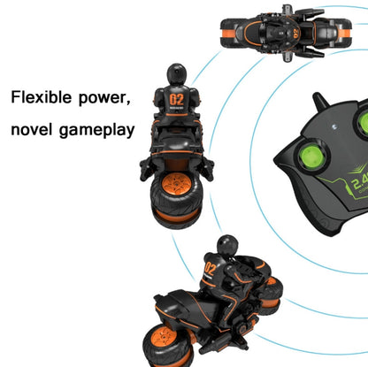 2.4G Remote Control Motorcycle Drifting Rotating High-Speed Side-Tracking Off-Road Motorcycle, Black Green, Black Orange