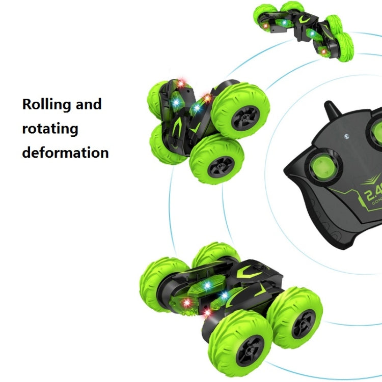 Double-Sided 360-Degree Lighting Stunt Car Climbing And Rolling Remote Control Off-Road Vehicle, Black Orange, Black Green