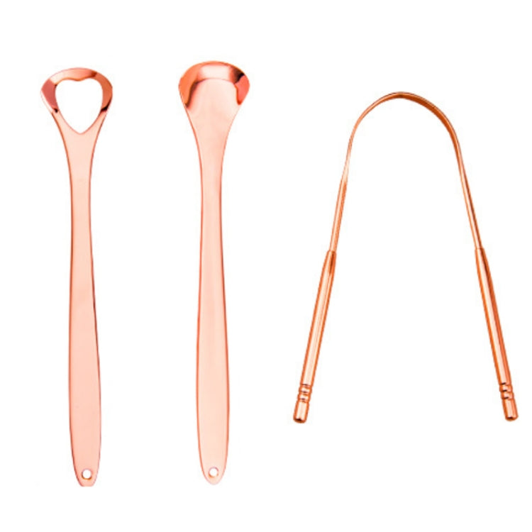 Tongue Cleaner Bad Breath Stainless Steel Cleaning Brush Tongue Scraper + Two-piece Set (Rose Gold ), Tongue Scraper+Two-piece Set (Silver ), Tongue Scraper + Two-piece Set (Rose Gold )